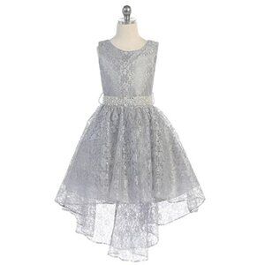 Girls High Low Lace Flower Girl Dress Size 10